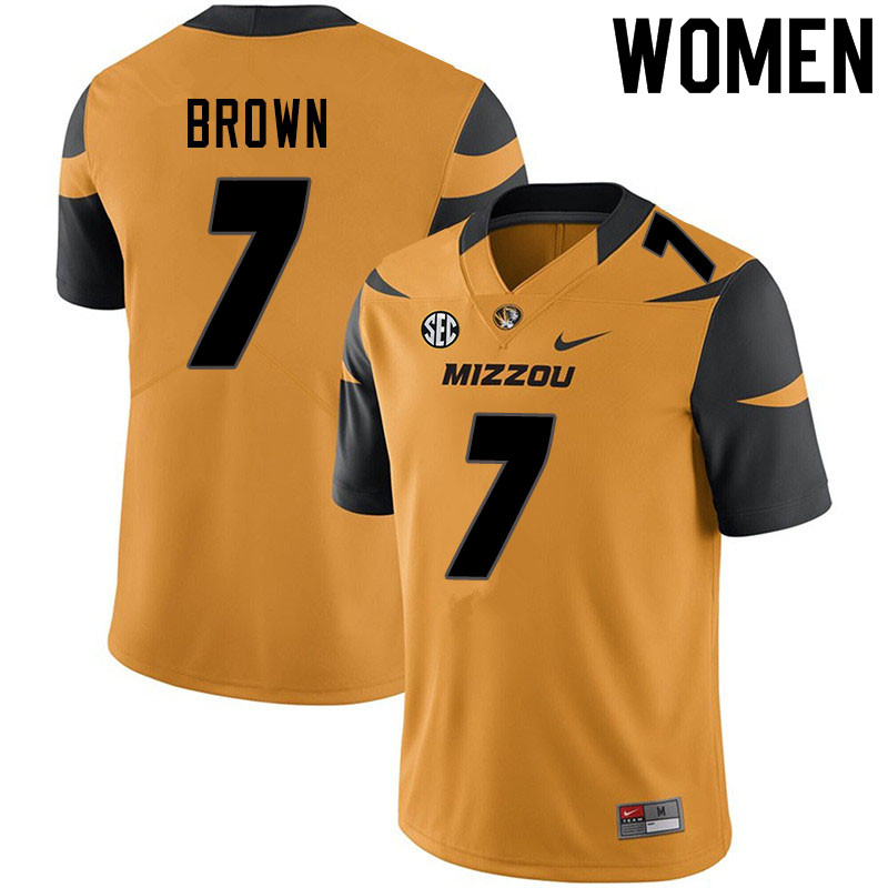 Women #7 Stacy Brown Missouri Tigers College Football Jerseys Sale-Yellow